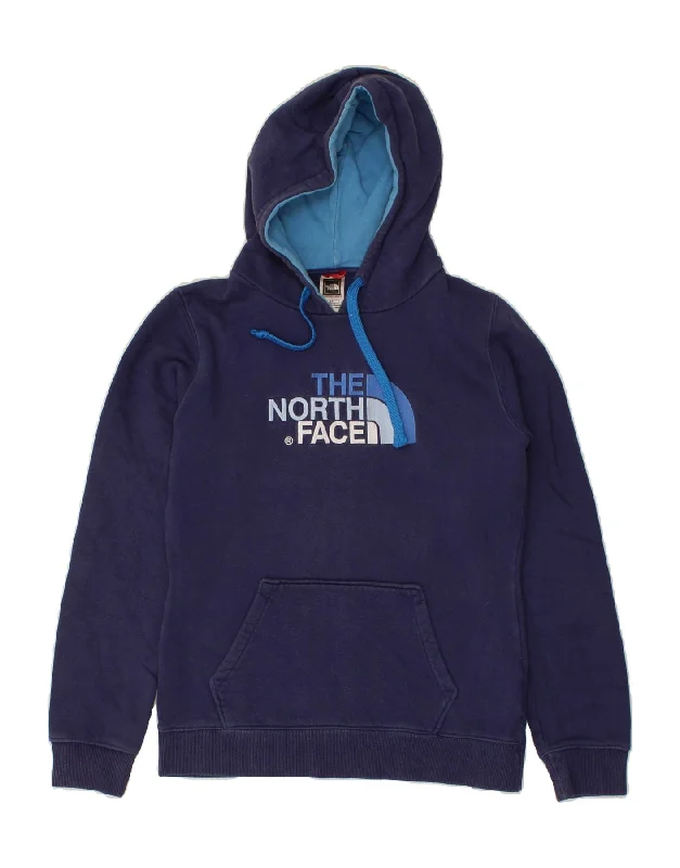 THE NORTH FACE Womens Graphic Hoodie Jumper UK 10 Small Navy Blue Cotton Hoodie with Illustration Artistic Creative