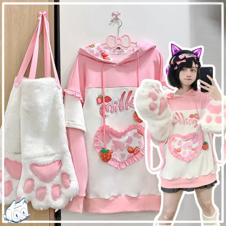 Cute claw plush sweatshirt  YV50227 Hoodie with Mesh Breathable Sporty