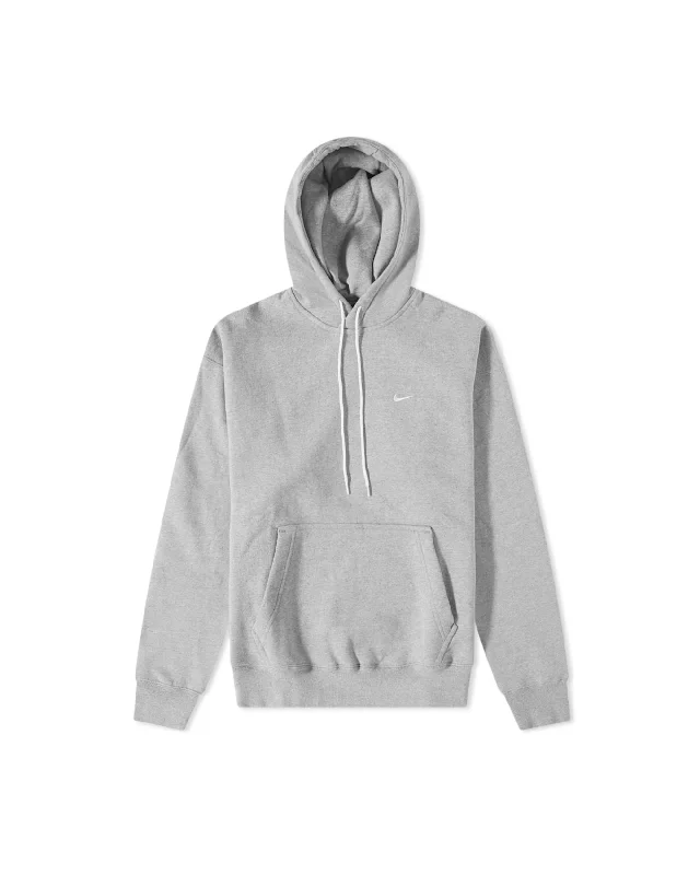 Solo Swoosh Hooded Sweatshirt - Dark Gray Heather / White Hoodie with Snap Buttons Easy Quick