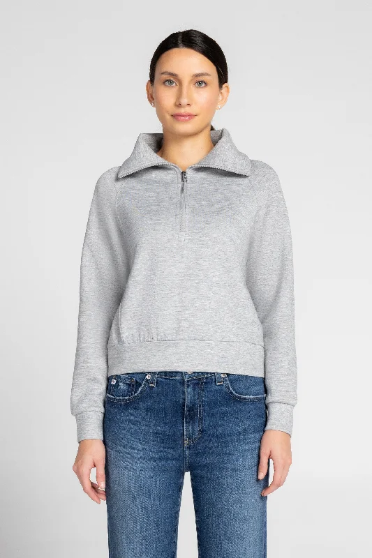 Kaia Funnel Neck Half Zip Sweatshirt Hoodie with Patch Decorative Personalized