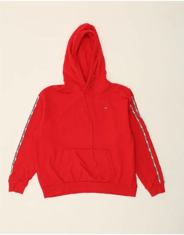 LEVI'S Womens Oversized Graphic Hoodie Jumper UK 14 Medium Red Cotton Hoodie with Contrast Stitching Detailed Premium