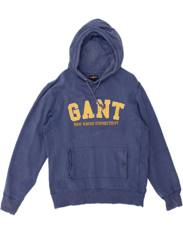 GANT Mens Graphic Hoodie Jumper Large Blue Cotton Hoodie with Gradient Ombre Colorful