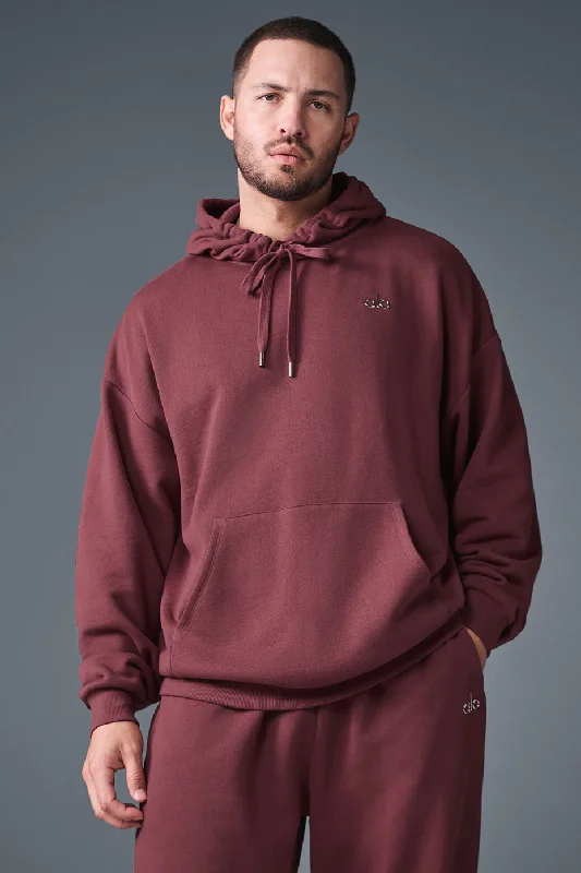 Accolade Hoodie - Burgundy Truffle Hoodie with Contrast Stitching Detailed Premium