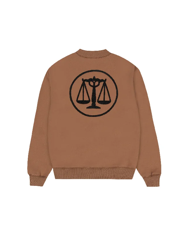 Fleece Crewneck Sweatshirt - Chocolate Brown Hoodie with Strings Custom Fit Adjustable