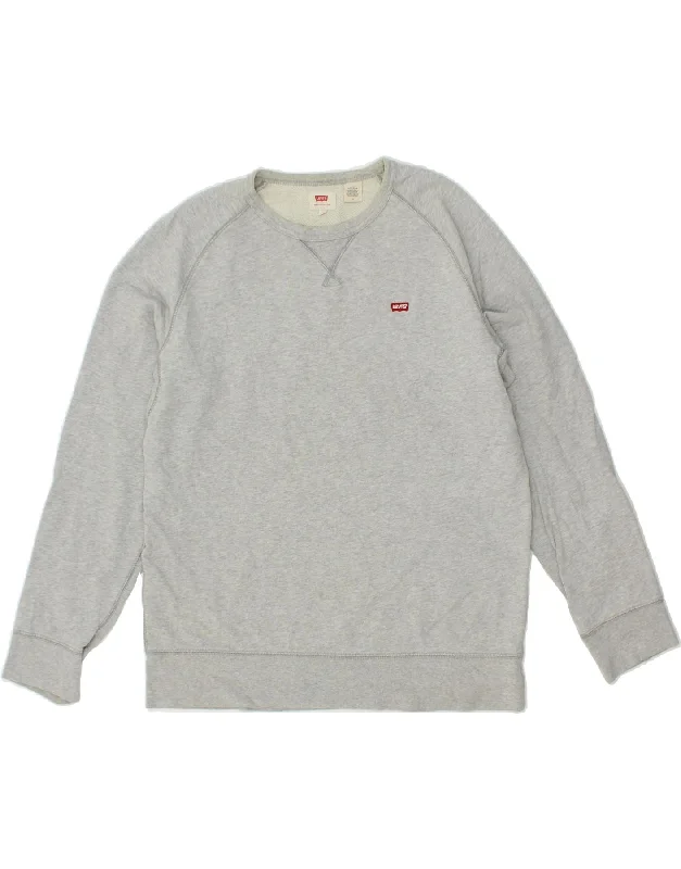 LEVI'S Mens Sweatshirt Jumper Medium Grey Cotton Hoodie Sweatshirt Pullover