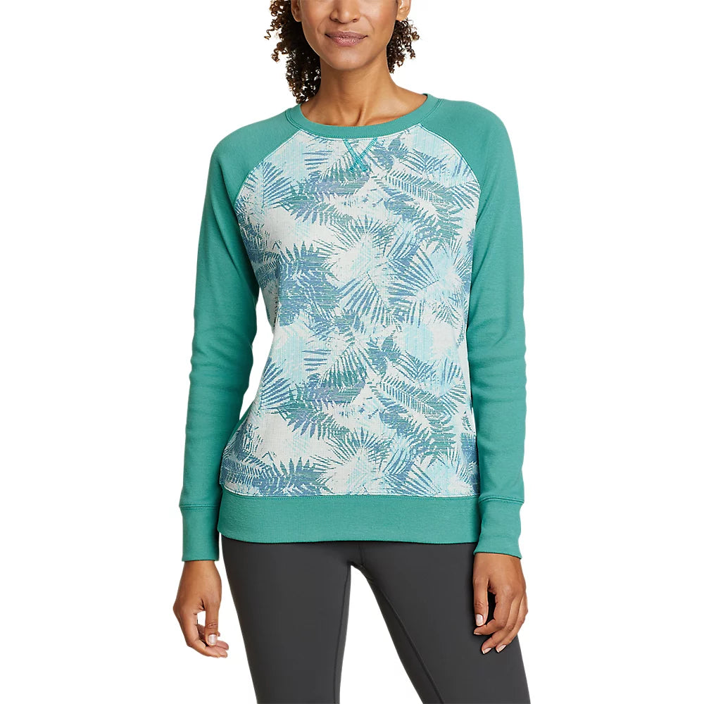 Women's Legend Wash Sweatshirt - Feathered Leaf Print Hoodie with Belted Waist Structured Tailored