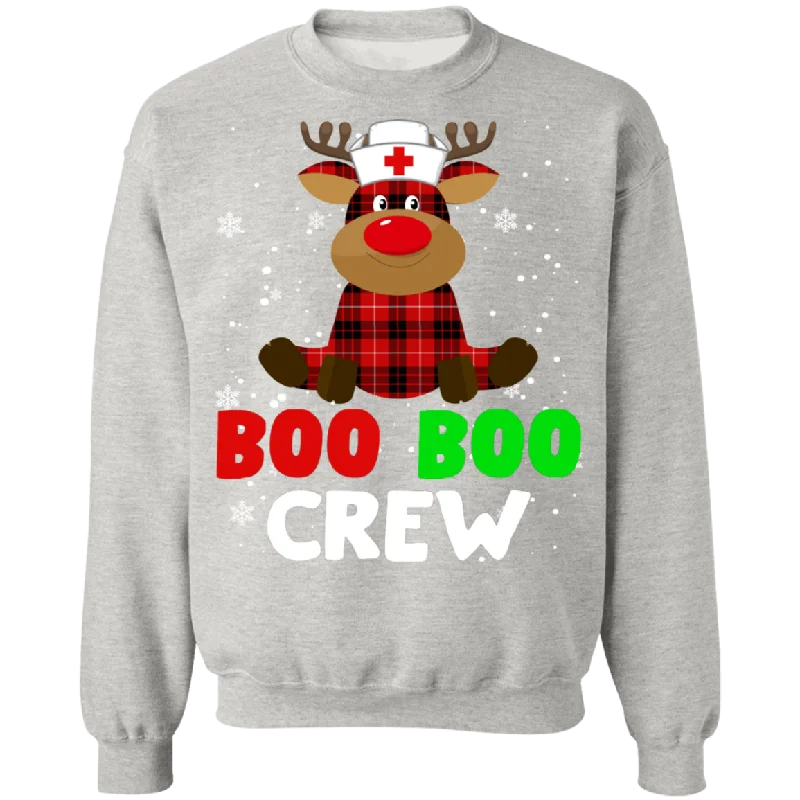 Reindeer Buffalo Plaid Boo Boo Crew Nurse Unisex T-Shirt Sweatshirt  8 oz. Hoodie with V-Neck Classic Versatile