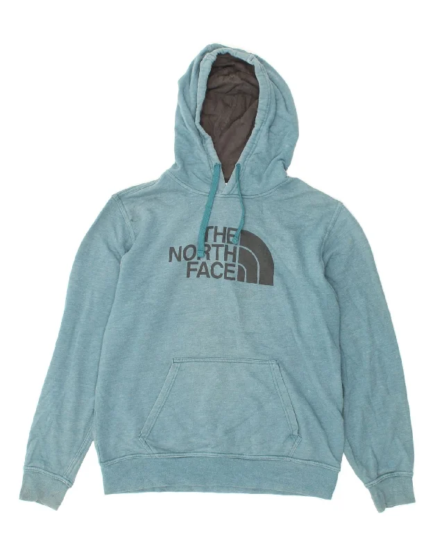 THE NORTH FACE Mens Graphic Hoodie Jumper Medium Blue Hoodie with Hidden Zipper Minimalist Clean