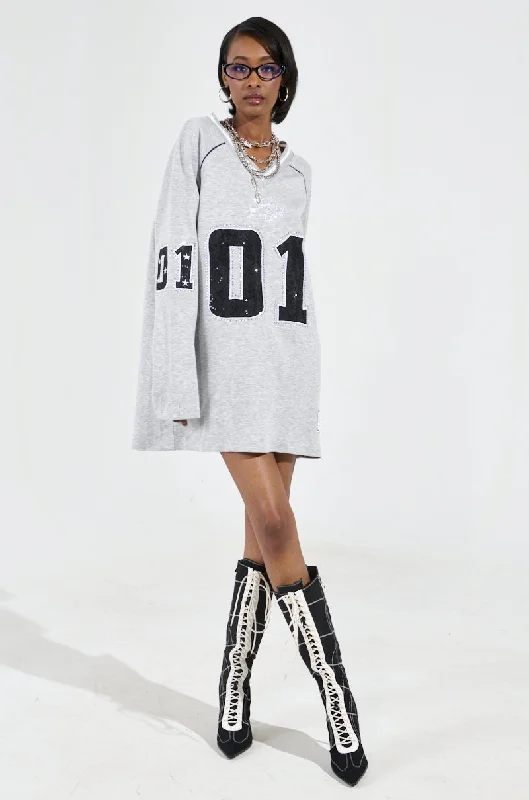 CATCH ME COURTSIDE SWEATSHIRT DRESS Hoodie with Front Slit Layering Stylish