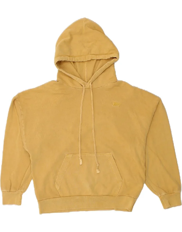 LEVI'S Mens Loose Fit Hoodie Jumper Small Yellow Cotton Hoodie with Strings Custom Fit Adjustable