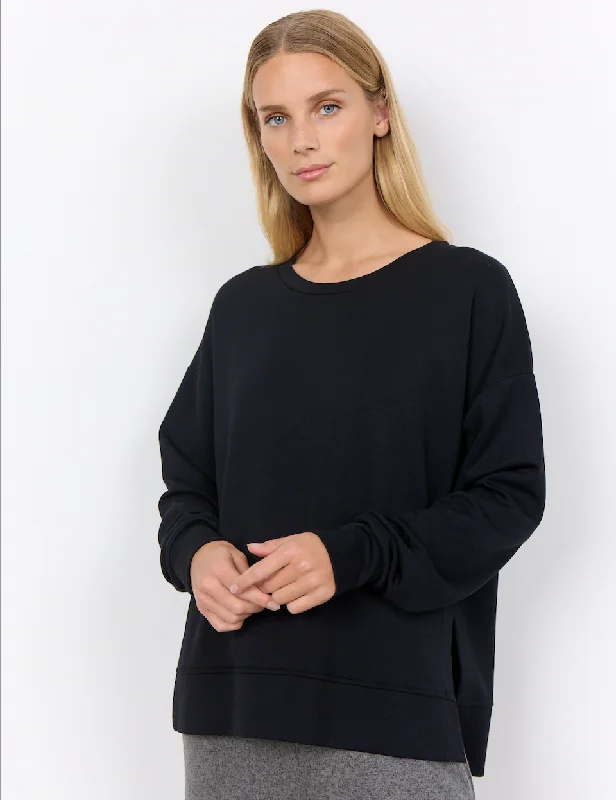 Banu 164 Sweatshirt in Black Hoodie with Lace Feminine Delicate