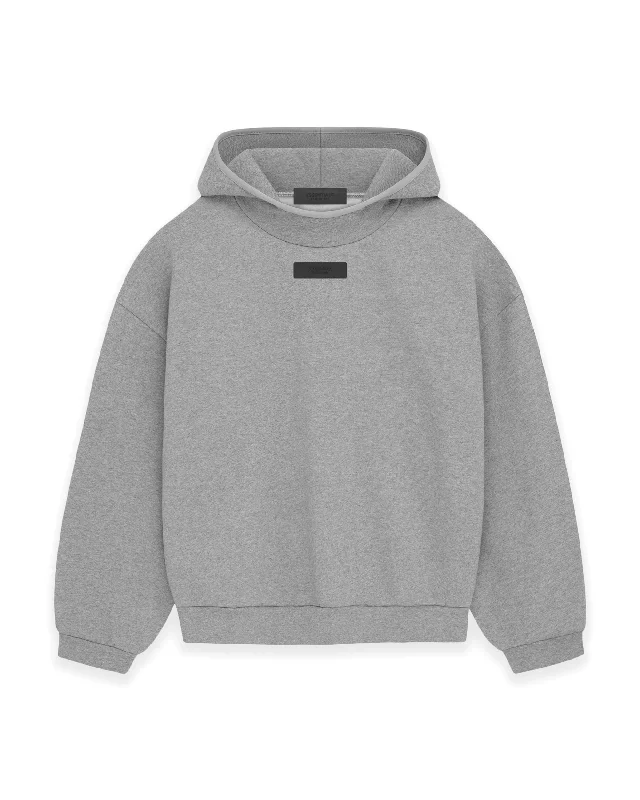 Essentials Hooded Sweatshirt - Dark Heather Oatmeal Hoodie with Slit Hem Functional Movement