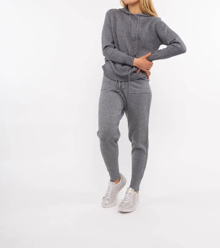 Gray Hoodie Knit Hoodie with Longline Fit Extended Stylish