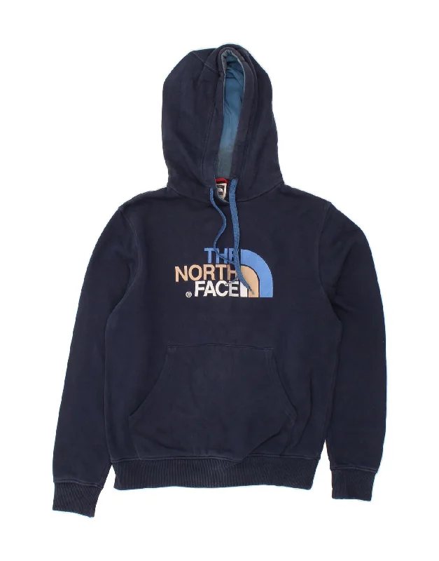 THE NORTH FACE Mens Graphic Hoodie Jumper Small Navy Blue Cotton Hoodie with Ribbed Neckline Snug Warm