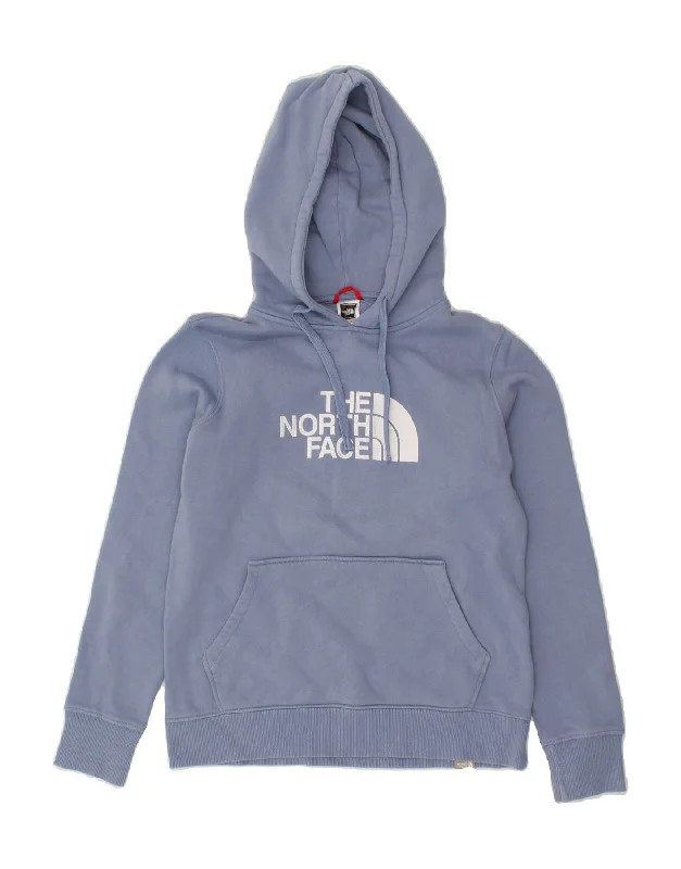 THE NORTH FACE Womens Graphic Hoodie Jumper UK 10 Small Blue Hoodie with Earth Tones Natural Calm