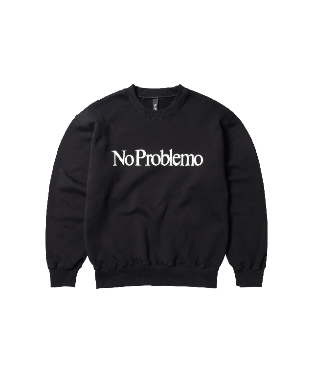 No Problemo Sweatshirt - Black Hoodie with Puffed Sleeves Voluminous Trendy