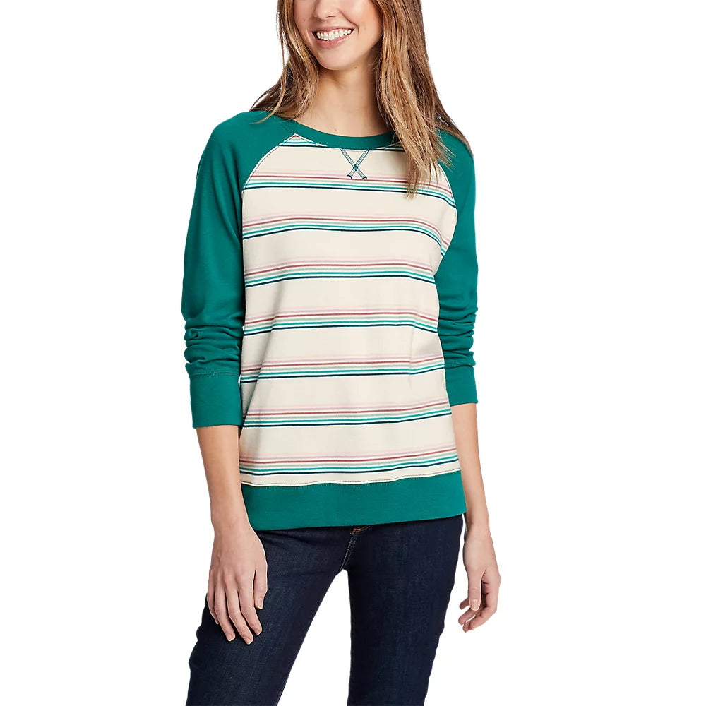 Women's Legend Wash Sweatshirt - Stripe Hoodie with Frayed Bohemian Relaxed