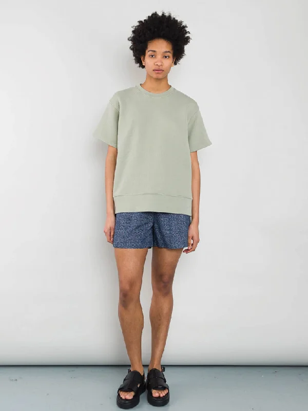 Folk SS Boxy Sweatshirt in Olive Hoodie with Mock Neck Collared Structured