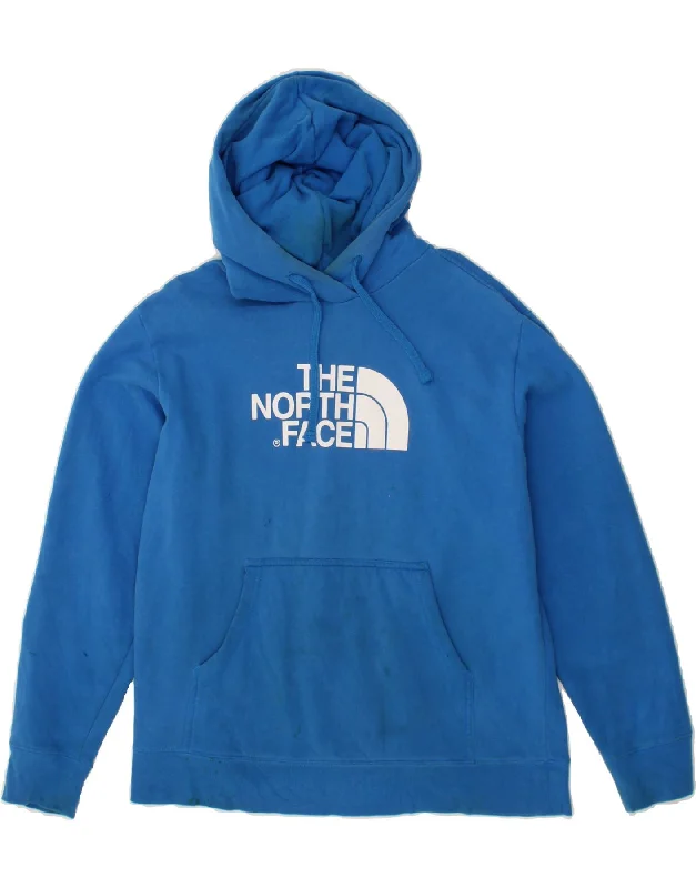 THE NORTH FACE Mens Graphic Hoodie Jumper Large Blue Cotton Hoodie with Drawstring Waist Adjustable Fitted