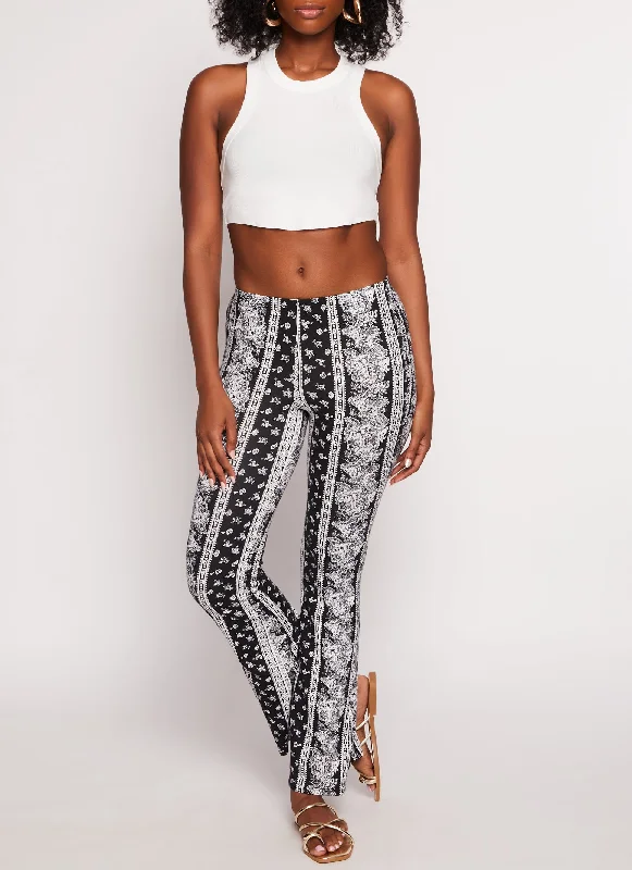 Border Boho Print Pants Chic Capri Pants