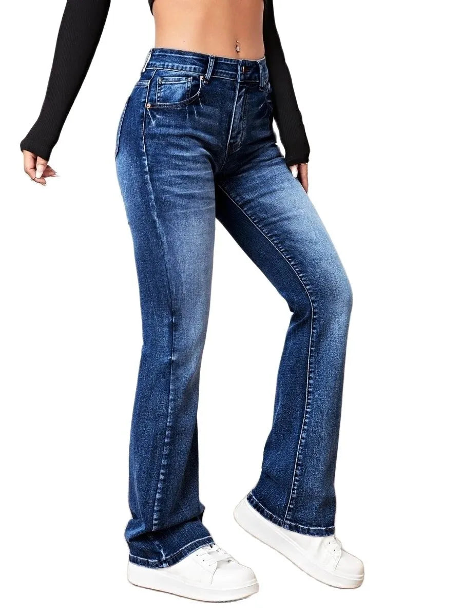 2023 Fall Trousers High Waist Boot Cut Jeans For Women Fashion Stretch Denim Pants Casual Female Clothing S-2XL Drop Shipping Trousers Low Rise Relaxed