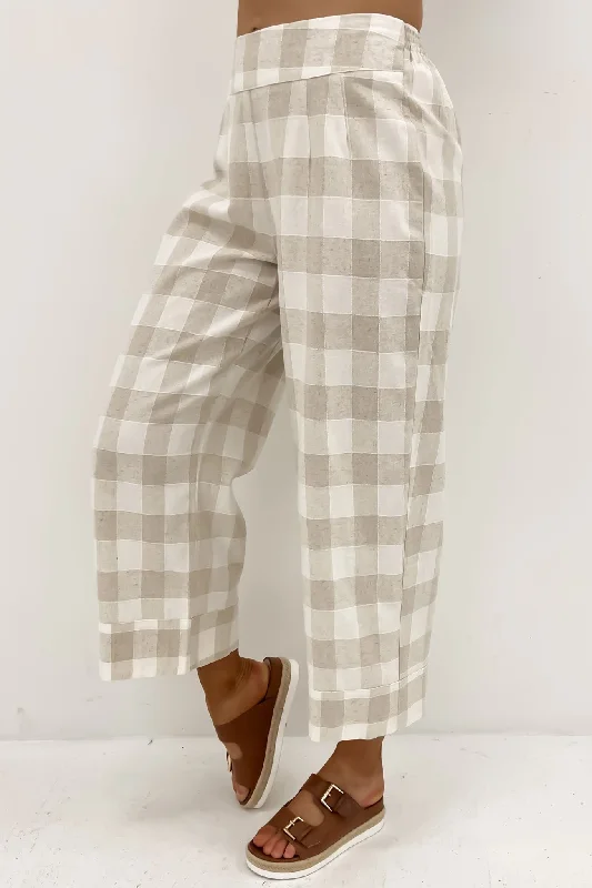 Nikola Pant Beige Check Cozy Maternity Pants