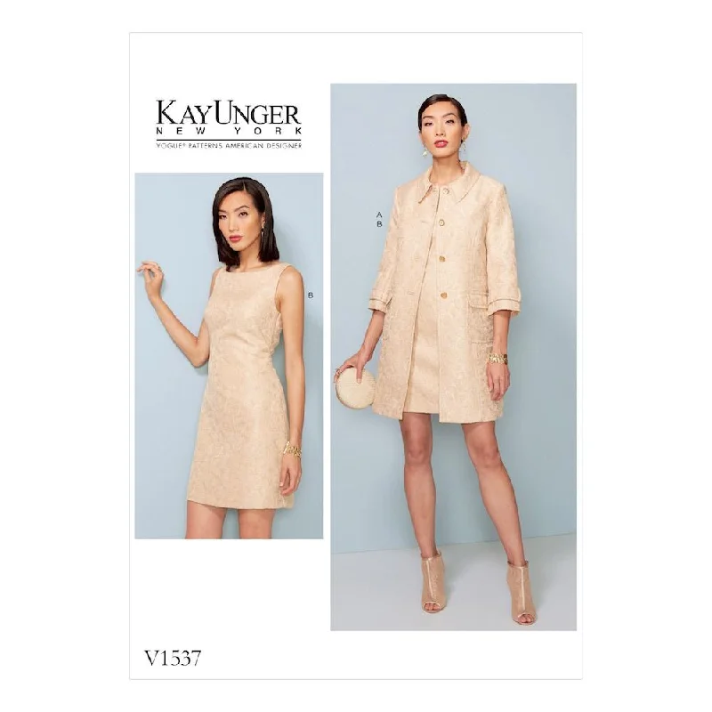 Vogue Pattern V1537 Misses' Princess Seam Jacket and V-Back Dress with Straps Faux Fur Jacket Real Fur Jacket Shearling Jacket