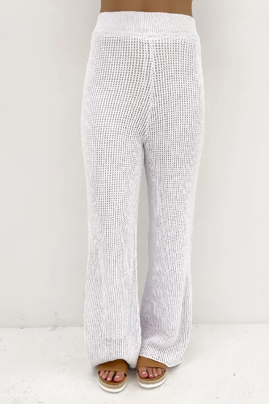 Kylah Knit Pant White Casual Track Pants