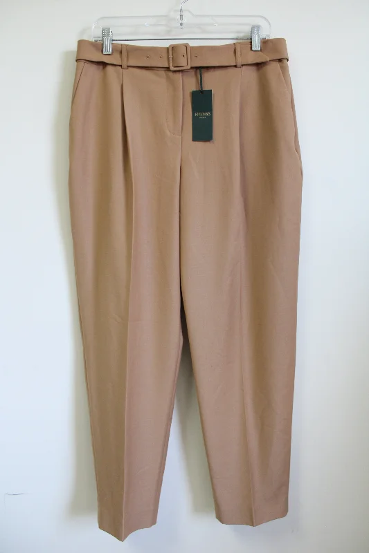 NEW Hobbs London Harrietta Trouser Brown Belted Trouser Pant | 8 Trousers Tapered Slim Fit