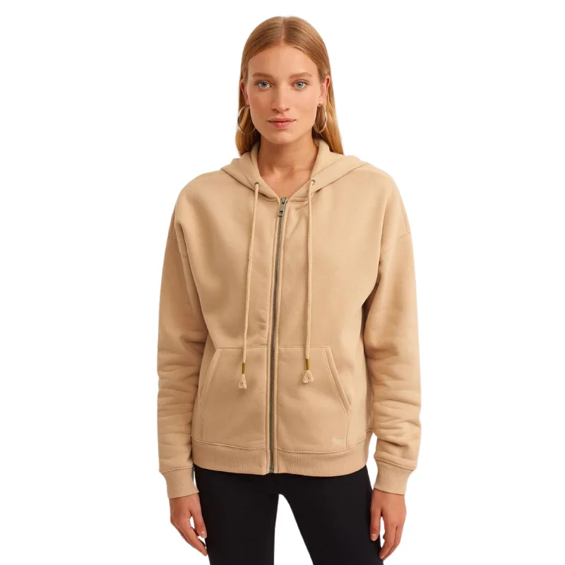 OXXO - Hooded Cotton Jacket with Zip Closure Notch Collar Peter Pan Collar Cowl Neck