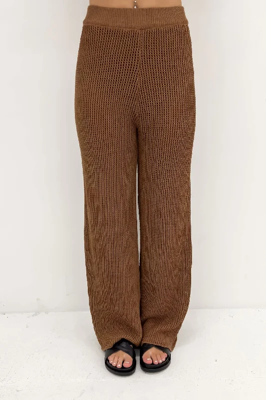 Kylah Knit Pant Chocolate Warm Wool Trousers