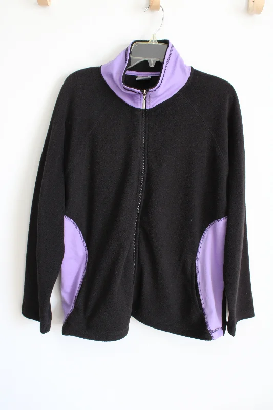 Starting Point Black Purple Fleece Jacket | XL One-Shoulder Jacket Off-the-Shoulder Jacket Asymmetrical Jacket