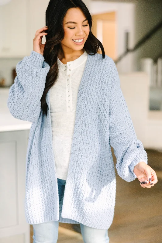 Face The Day Light Blue Cardigan Transparent Opaque Sheer