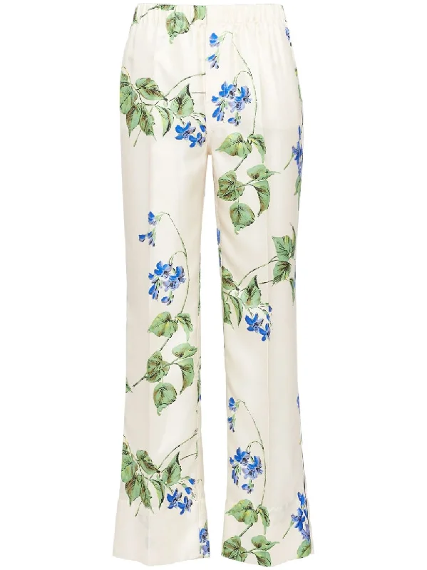 floral twill trousers Trousers Lace Delicate