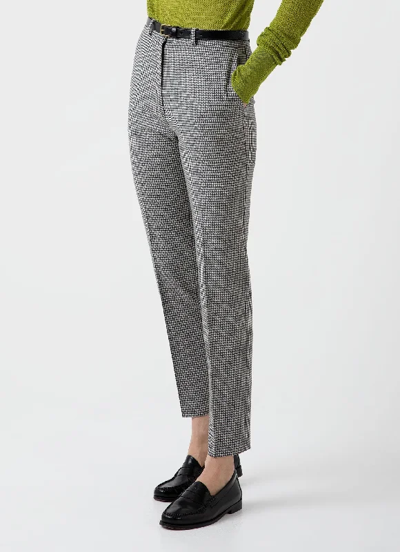 Women's Edie Campbell Tapered Trouser in Black/Ecru Check Trousers versatile functional