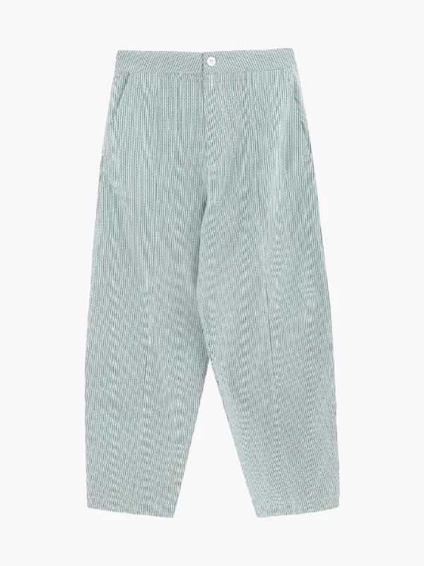 Pine Green & Off White Cutlines Trousers Trousers Fleece Cozy