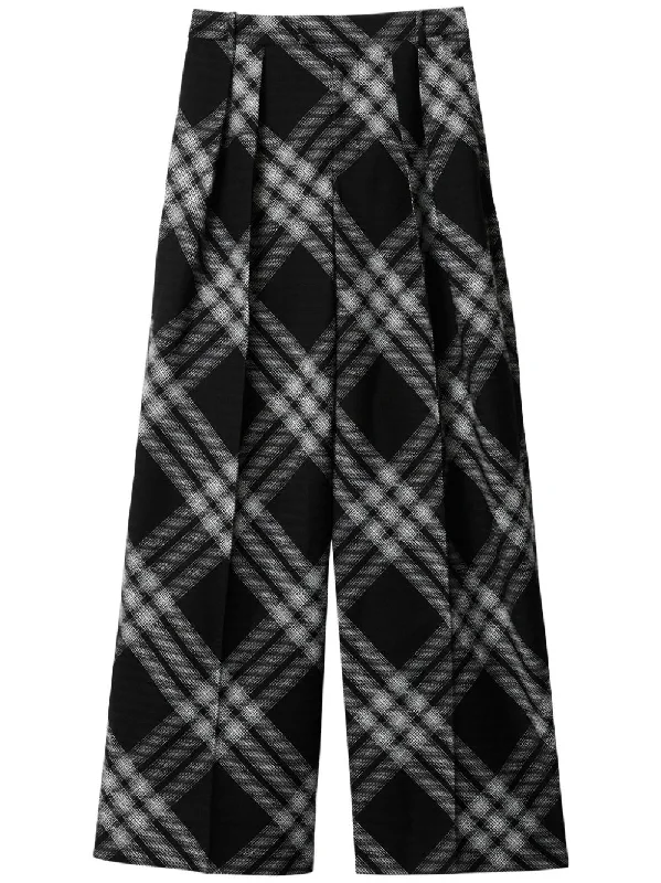 Vintage Check wool trousers Trousers Winter Warm