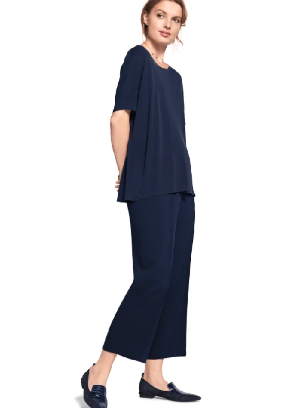 Riani T Deep Blue Culotte Trousers 393740 5142 421 High Waist Slim Fit Ankle Length