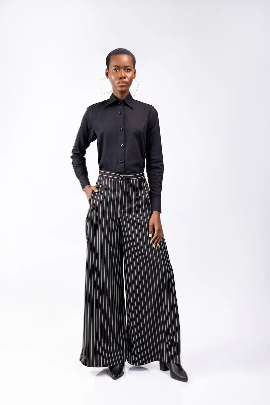 ATTO TETTEH Tumtuo Pin Stripe Palazzo Pants High-Waist Trousers