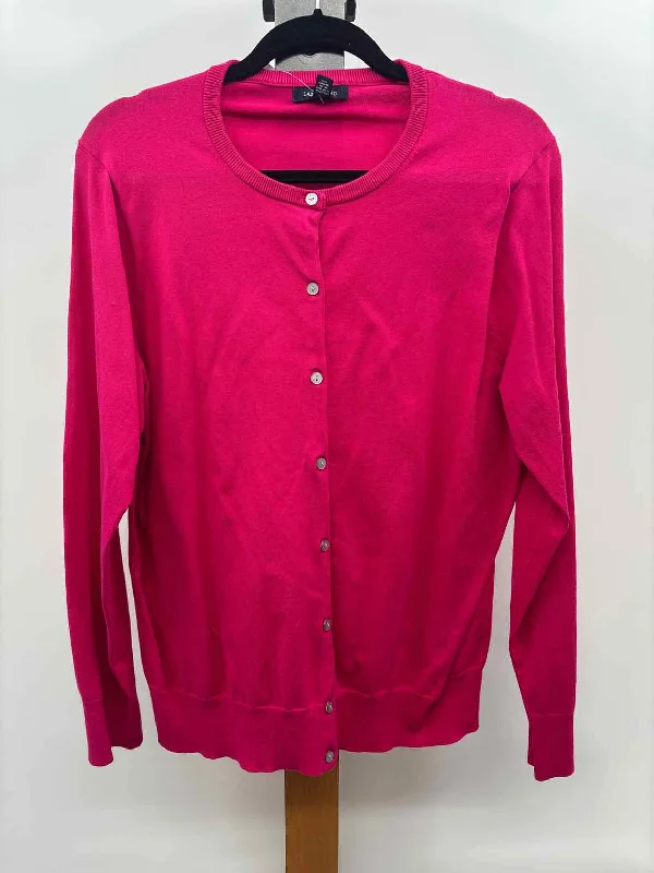 Lands End Women's Size L Pink Solid Cardigan Polka Dot Checkered Tartan