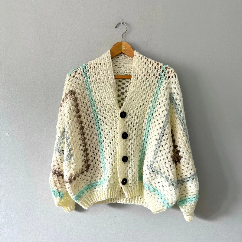 TUP / Crochet cardigan / Women L Chenille Blend Fleece Blend Nylon Blend