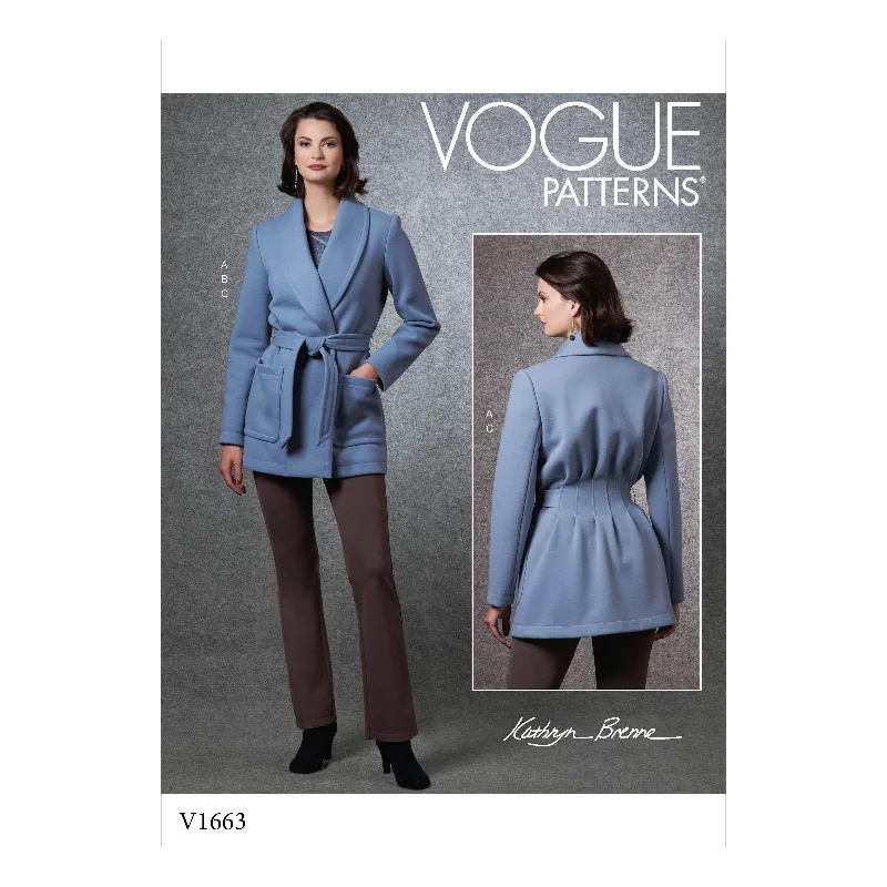 Vogue Pattern V1663 Misses' Jacket, Top & Pants Herringbone Jacket Checkered Jacket Solid Jacket