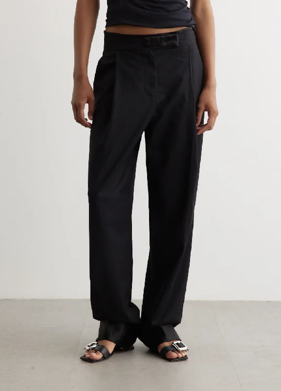 Satin Waist Pegged Trousers Trousers stylish elegant