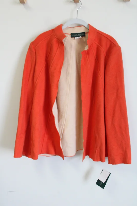 NEW Harve Benard Orange Wool Blend Jacket | 12 Faux Fur Fabric Real Fur Fabric Shearling Fabric