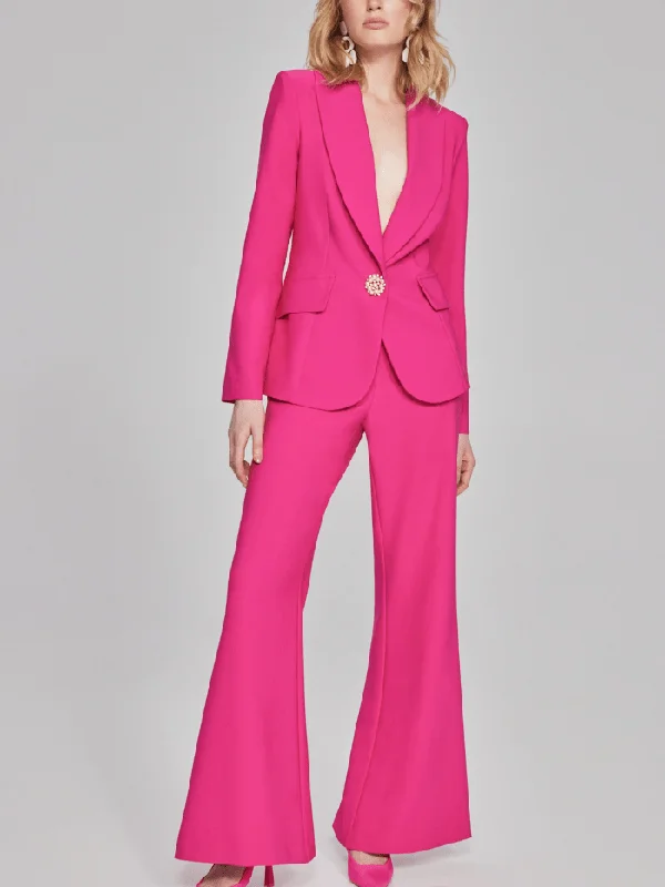 Joseph Ribkoff Lux Twill Flared Trousers In Pink 241738 Col 4129 Trousers Modern Contemporary