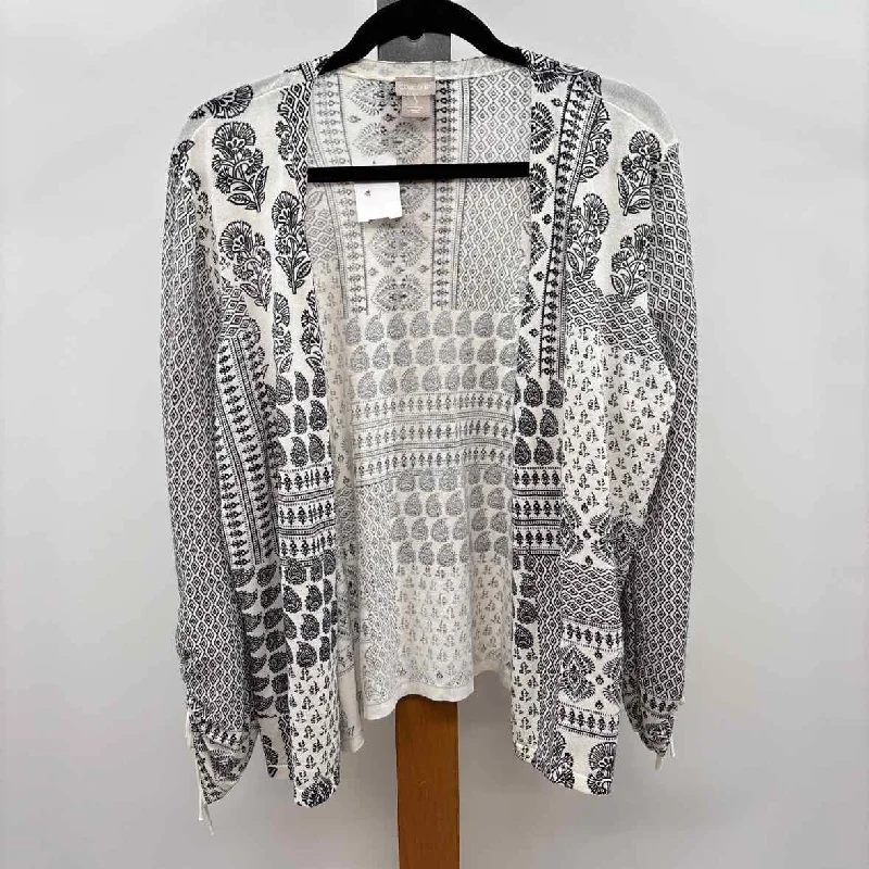 Chico's Women's Size M White Multi-Pattern Cardigan Casual Formal Business