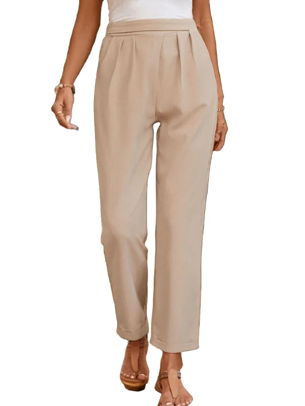 Ruched Half Elastic Waist Pants Comfortable Jogging Pants