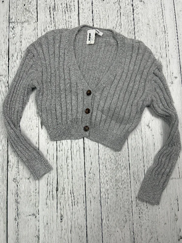 Garage grey knit crop cardigan - Hers XS Embroidered Appliqued Beaded