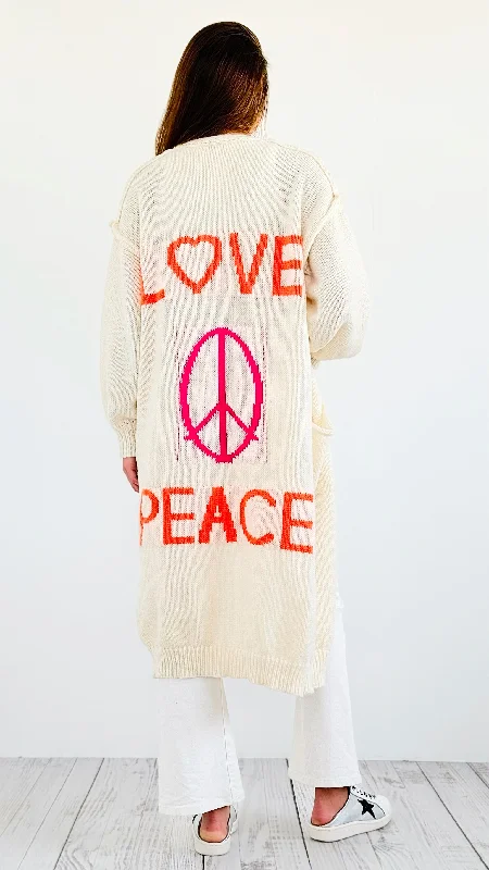 Love & Peace Long Cardigan Mesh Blend Leather Blend Suede Blend