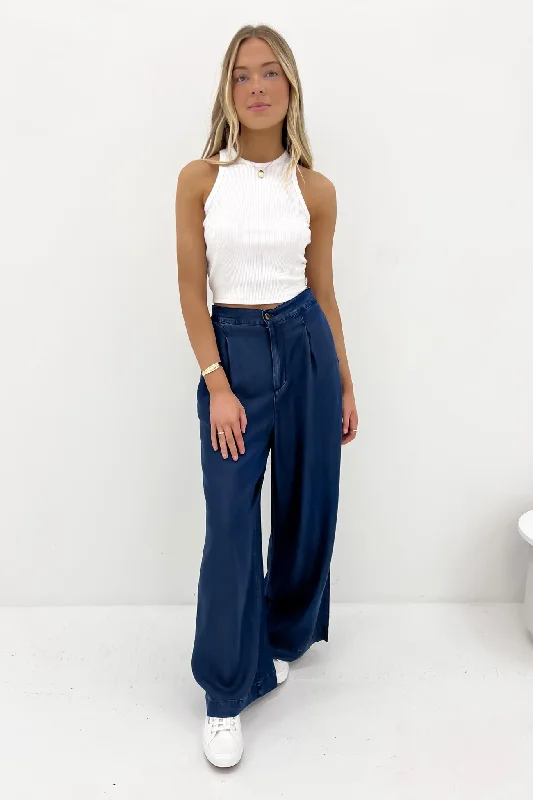 Stephanie Pant Indigo Comfortable Wide-Leg Pants